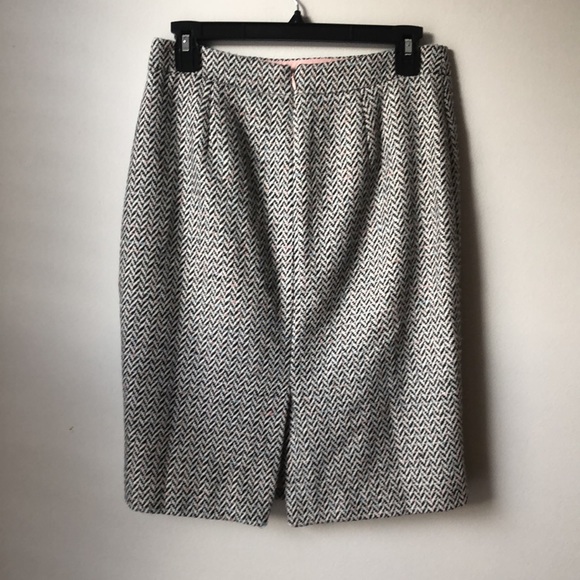 J. Crew Factory Black Pink Blue White Chevron Wool Blend Pencil Skirt size 0 - Picture 4 of 10